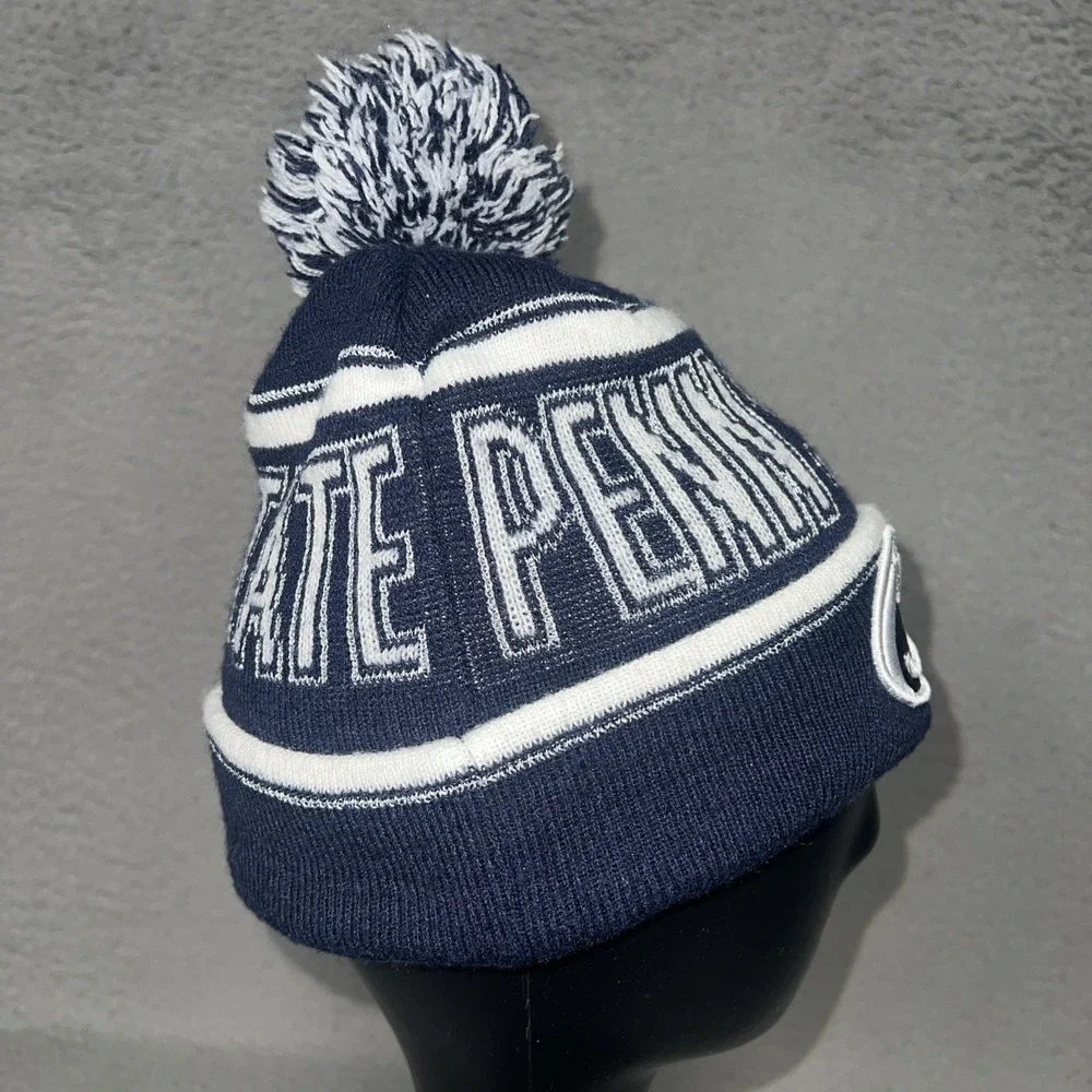 '47 Penn State Nittany Lions Bering Beanie Hat Blue Knit Cuffed Pom NCAA OSFA